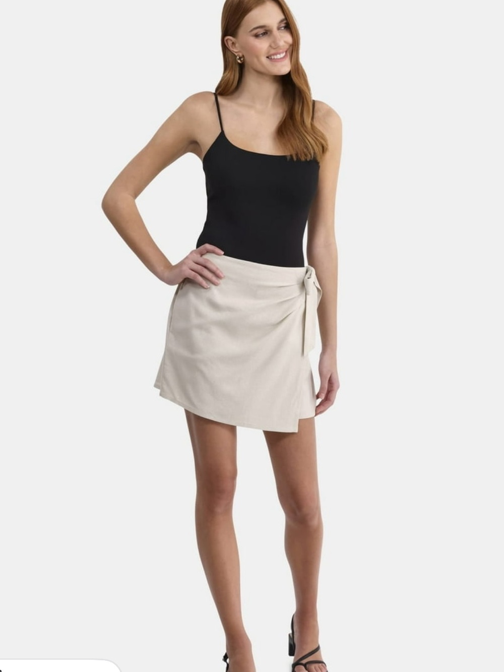 Time and Tru Women's Linen-Blend Wrap Skort, 4 1/2" Inseam, XL